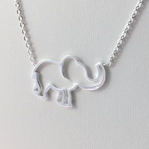 Lucky elephant silver tone steel necklace cute